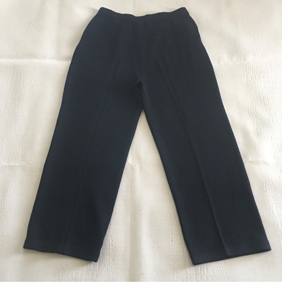 St John Basics Santana Knit Pleated Pants Size 12 Black Wool Blend Designer - Picture 13 of 13
